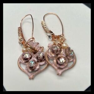 Betsy, Johnson Pinktina flower illusion heart earrings